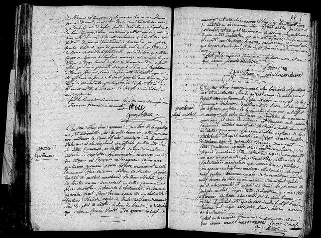 Acte de naissance de DAVOUST Etienne François Louis (20 mars 1795),acte de naissance de POIRIER Guillaume (22 mars 1795),acte de naissance de MARCHAND Joseph Michel (19 mars 1795).