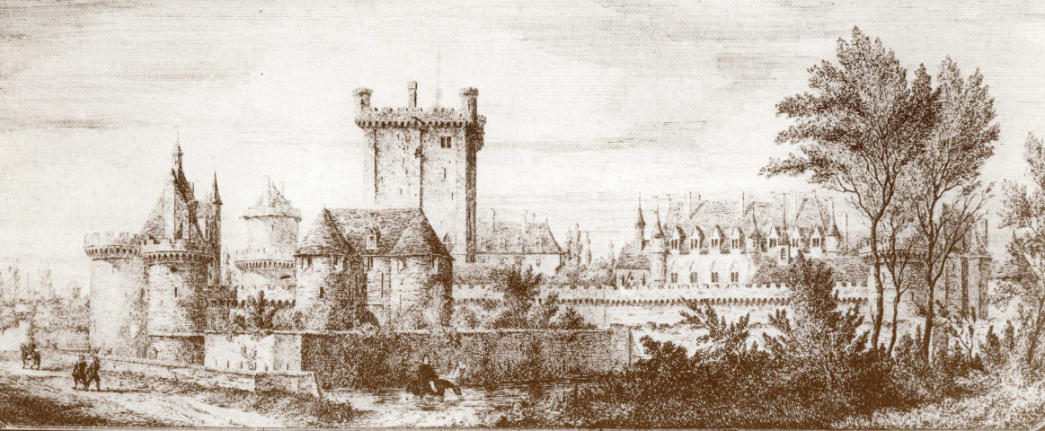 Château d'Alençon, plan du XVIe siècle, levé par M. Hédin, lithographie, AMA.