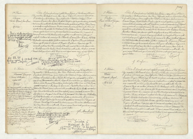 Acte de naissance de LAIGRE Charles Marcel Jean Marie (1 février 1905),acte de naissance de MAIGNAN Clarisse Albertine (2 février 1905),acte de naissance de DUFOUR René Albert Georges (3 février 1905),acte de naissance de WEISS Auguste Joseph (3 février 1905).