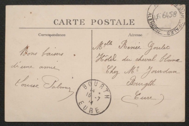 Alençon (Orne), Boulevard de la République, carte postale ancienne noir et blanc n°49, A.M.F. éditeur, (Date d'utilisation : 16 Juillet 1914, 12 mai 1912) , (14x9), AMA, 2 exemplaires.