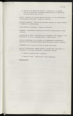 Sommaire sur les affaires à délibérer.