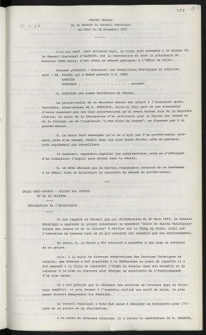 Sommaire sur les affaires à délibérer.