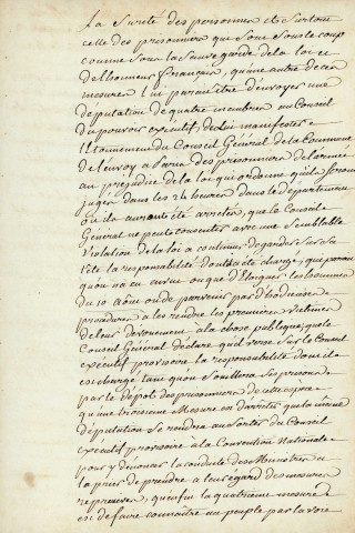 Pièce autographe signée par Claude Colombeau, « secrétaire greffier par intérim », Paris (21 octobre 1792).