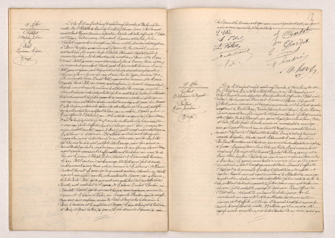 Acte de mariage de CHARDET Adolphe Julien et POTEL Lucienne Marie (11 décembre 1909), Acte de mariage de GILBERT Alphonse Auguste et PAILLEUX Marie Josephine (11 décembre 1909).
