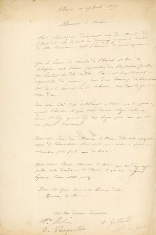 Lavoir du Moulin de Lancrel, réparation (1889) : pétitions, note.