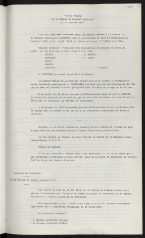 Sommaire sur les affaires à délibérer. Quartier de Perseigne, avant-projet du groupe scolaire n°2.