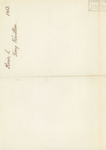 Lettre autographe signée de l'écrivain Tony Révillon à l'acteur Adolphe Laferrière [1863] .