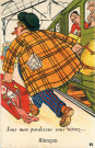 Alençon (Orne), "Sous mon pardessus vous verrez Alençon", carte postale humoristique à système couleur n°95, Artaud père et fils, éditeur, Nantes, éditions Gaby, (Date d'utilisation : 06 août 1951), (14x9), AMA.