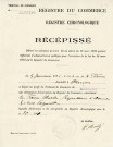 Déclaration d'inscription d'une regratterie 51 rue Cazault à Alençon : récépissé 101921 remis à Charles FÉRON (5 janvier 1921).