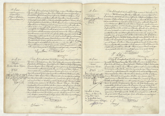 Reconnaissance de LEQUILLEUC Florence Madeleine (12 mars 1906), acte de naissance de BLOSSIER Hélène Louise Léonie (10 mars 1906), acte de naissance de LABSOLU Madeleine Georgette Noémie enfant naturel (12 mars 1906), acte de naissance de LANOE Germaine Louise (14 mars 1906).