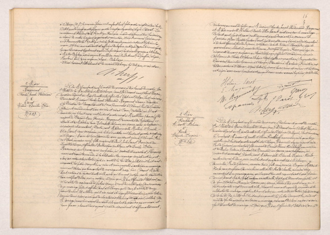 Transcription d'un jugement de divorce de NICOLAS et BLOHORN (1er mars 1909), Acte de mariage de RAGONNET Charles Joseph Ferdinand et TAROT Hélène Amélie Elise (02 mars 1909), Acte de mariage de KIRCHHOFF Menotti Alcime et KERLO Blanche Eugénie (02 mars 1909).