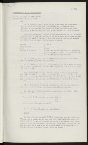 Construction de P.L.R. Croix Mercier, garantie d'emprunt à l'office public départemental d'H.L.M. de l'Orne.