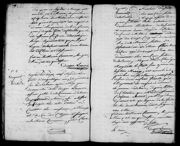 Acte de naissance de LEDREL Louis François Jean (17 juillet 1796),acte de naissance de DUPONT Adélaïde (17 juillet 1796).