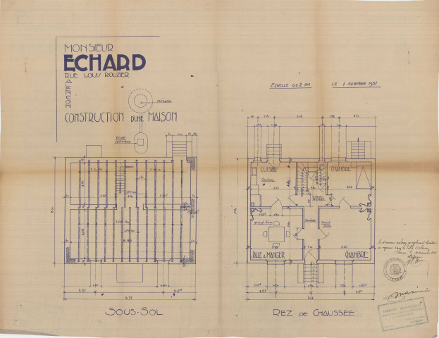 permis de construire n°10, Construction d'une maison d'habitation Rue Louis Rousier Alençon, (date de décision : 1931), (auteur du projet, architecte : MASINI (entrepreneur)).