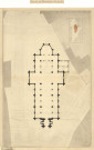 Église Saint Pierre de Montsort, plan de situation, plan, Hédin (éch: 1/100, 82 x 116 cm, 01/12/1875).
