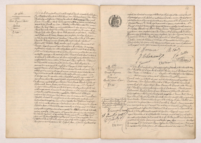 Acte de mariage de LONDE Louis Marie Charles et JAVEAUX Jeanne (21 décembre 1909), Acte de mariage de ENOUT Ernest Benjamin et HÉCAMPS Rachel Jeanne Marie (29 décembre 1909).