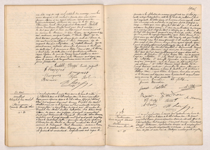 Acte de mariage de JUIGNET Emile René et HUPPÉ Rachelle Louise Emilienne (20 août 1910), Acte de mariage de MALLET Théophile Léon Michel et ROMARIN Fernande Henriette Olive (30 août 1910), Acte de mariage de PASTOUREAU Lucien Auguste Edouard et BELHOMME Germaine Marie Henriette (03 septembre 1910).