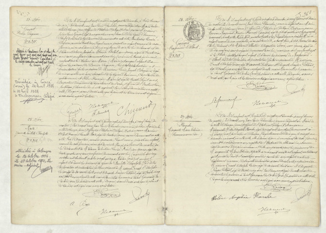 Acte de naissance de GUEPET Denise Suzanne (23 décembre 1907),acte de naissance de ROSE Yvonne Paulette Charlotte (25 décembre 1907),acte de naissance de GAMARD Raymond Albert (24 décembre 1907),reconnaissance de PLANCHE Marguerite Marie Thérèse (27 décembre 1907).