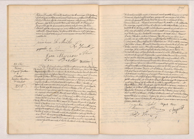 Acte de mariage de LE JUNTER Alexis et LEMAÎTRE Prudence Ernestine (23 septembre 1905), acte de mariage de VOISIN Auguste Gustave et AUBERT Joséphine Léontine (25 septembre 1905)