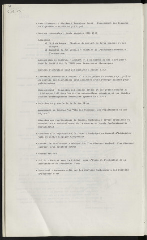 Sommaire sur les affaires à délibérer.