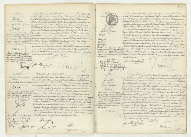 Acte de naissance de RENARD Alice Louise (2 juin 1903),FLEURY Renée Camille Louise Adolphine (5 juin 1903),TREMBLIN Jean Louis (5 juin 1903),TREMBLIN Marcel Georges (5 juin 1903).