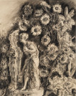 Bouquet de fleurs, fusain et encre, Louise Jeanne Aimée Hervieu (54cm x 43cm), signé en bas à droite, collection Bismuth-Etcheverry, acquisition 2024, AMA.