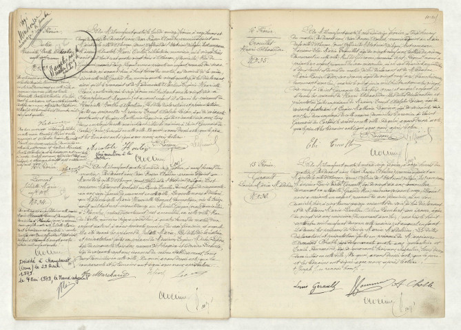 Acte de naissance de OUTIN Henriette Berthe Albertine (13 février 1904),acte de naissance de LEMUET Juliette Marie enfant naturel (16 février 1904),acte de naissance de TROUILLET Henri Alexandre (16 février 1904),acte de naissance de GERAULT Louise Maria Madeleine (15 février 1904).