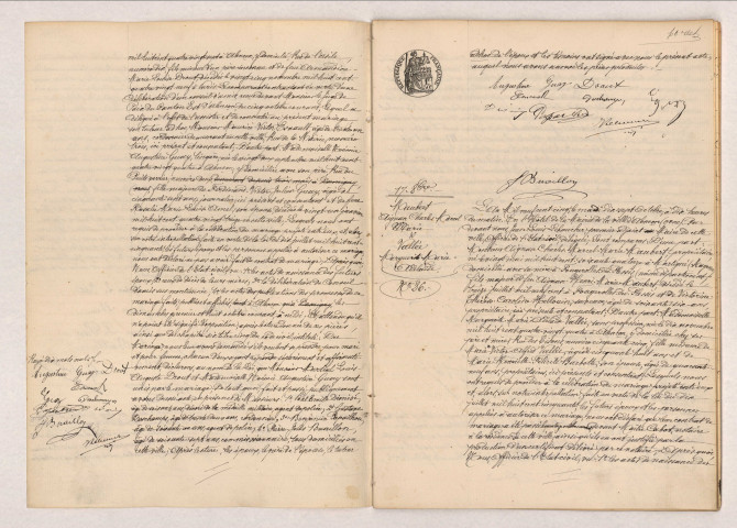 Acte de mariage de DROUT Martial Louis Auguste et GUAY Noémie Augustine (14 octobre 1905), acte de mariage de MAUBERT Aignan Charles Marcel Marie et VALLÉE Marguerite Marie Adélaïde (17 octobre 1905)