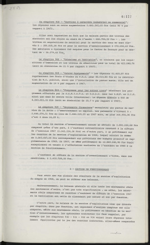 Finances, compte administratif 1968.
