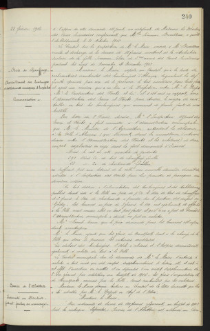 Cours secondaires de jeunes filles, rétributions scolaires : Demande en remise. Bois de chauffage, ravitaillement des boulangers et établissements municipaux et hospitaliers, communication. Service de l'abattoir, indemnité au Directeur M. CRIE faisant fonction de concierge.