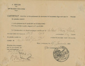 Certificat d'arrêté et de paiement de pécule (25 janvier 1919).
