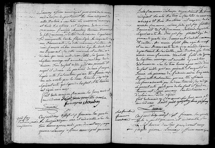 Acte de naissance de CHAMBAY René François (16 décembre 1795),acte de naissance de GODFROY Frédéric André Benjamin (17 décembre 1795),acte de naissance de LEMUET LAFRICHE François Narcisse (18 décembre 1795).