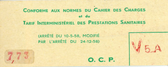 Titre de conformité aux normes du cahier des charges et au tarif interministériel des prestations sanitaires selon l'arrêté du 24 décembre 1958.