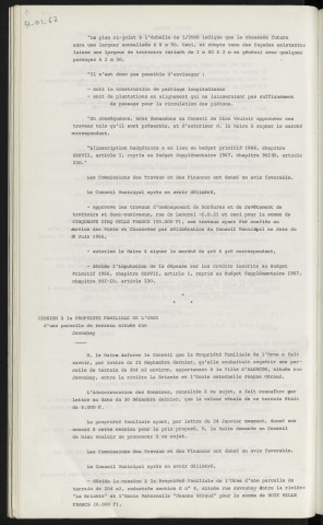 Voirie, réfection de chemins départementaux rue de Lancrel (C.D.2), traité de gré à gré. Cession de la propriété familiale de l'Orne d'une parcelle de terrain situé rue Javouhey.