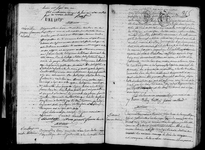 Acte de naissance de LENTIN Marie Joséphine enfant naturel (19 juin 1795),acte de naissance de LAVILLE Jacques François Nicolas (19 juin 1795),acte de naissance de BOULAY Michel Antoine (20 juin 1795),acte de naissance de PROVOST François Désiré (21 juin 1795).