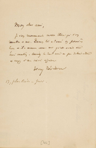 Lettre autographe signée de l'écrivain Tony Révillon à l'acteur Adolphe Laferrière (sd) .