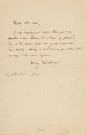 Lettre autographe signée de l'écrivain Tony Révillon à l'acteur Adolphe Laferrière (sd) .