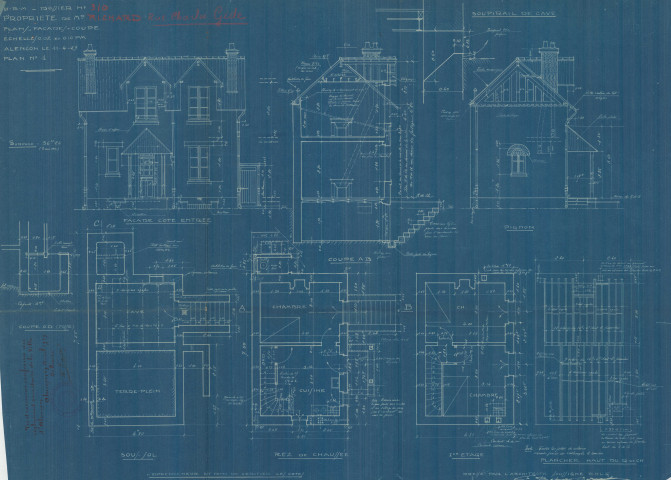 permis de construire n°16, Construction d'une maison d'habitation Rue Charles Gide Alençon, (date de décision : 11/04/1929), (auteur du projet, architecte : BESNARD-BERNADAC Félix).
