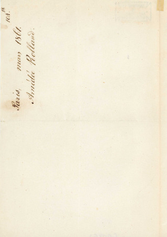 Lettre autographe signée de l'écrivain Amédée de Rolland à l'acteur Adolphe Laferrière [mars 1861] .