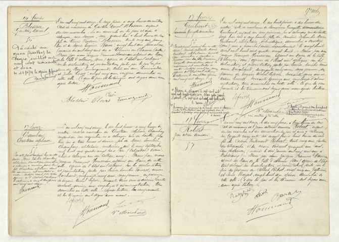 Acte de naissance de BLOSSIER Gaston Marcel (14 février 1912),acte de naissance de CHAMBAY Christian Alphonse (17 février 1912),acte de naissance de GUIBOUT Simonne Georgette Armandine (17 février 1912),acte e naissance de ROBERT Jean Adrien Amédée (17 février 1912).
