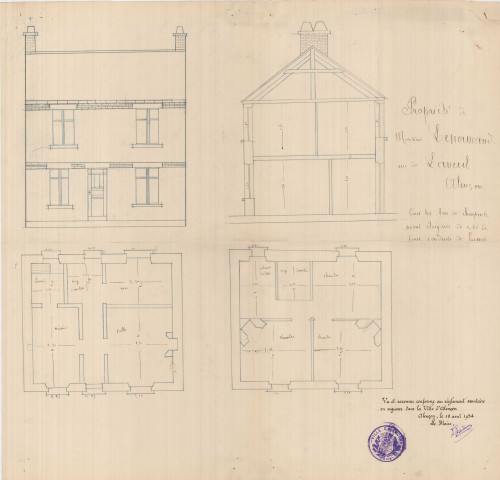 permis de construire n°18, Construction d'une maison d'habitation Rue Lancrel Alençon, (date de décision : 1934), (auteur du projet, architecte : GALLET (entrepreneur)).