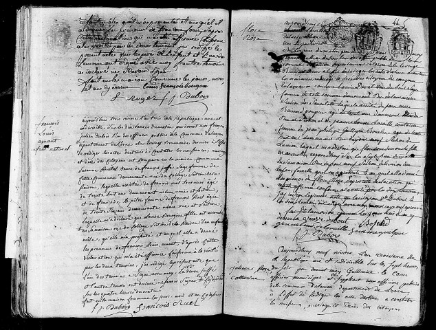Acte de naissance de BOUGON François Louis (22 décembre 1794),acte de naissance de BOURGINE François Louis Armand enfant naturel (23 décembre 1794),acte de naissance de COURDEMANCHE Flore Rose enfant naturel (27 décembre 1794),acte de naissance de JUDEL Julienne Rose Catherine (29 décembre 1794).