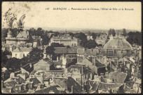 Alençon (Orne), panorama vers le château, l'hôtel de ville et la rotonde, carte postale ancienne noir et blanc n°165 M.C.F.L. Issy (Seine), (Date d'utilisation : 28 novembre 1921), (14x9), AMA.
