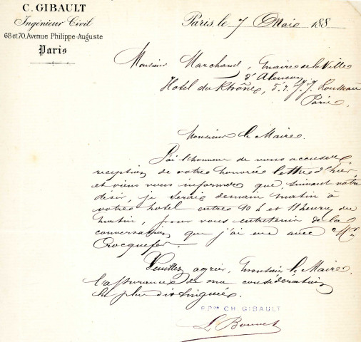 Établissement d'une distribution d'eau dans la ville d'Alençon, captation des eaux de sources de Launay (communes de Colombiers et Damigny), projet d'acquisition (1885-1891) : état indicatif parcellaire, correspondance.