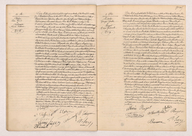 Acte de mariage de POILPRÉ Léon Louis et COCHEPAIN Louise Célanie (26 Septembre 1908), MORTIER Georges Gaston et RAGOT Marie Gabrielle (02 Octobre 1908).