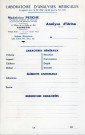 Laboratoire d'analyses médicales : ordonnances type de Raoul Pesche, ordonnances type de Madeleine Pesche, carte de visite de Madeleine Pesche (XXe siècle).