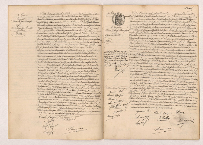 Acte de mariage de BERNARD Pierre Marie François et PIOGER Cécile Augustine Marthe veuve GUILLÈRE (02 Mai 1908), MANGUIN André Ernest Ludovic Joseph et DORÉ Germaine Berthe (09 Mai 1908).