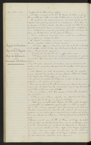 Eclairage électrique : Autorisation de prélèvement. Brigade de Cavalerie, Siège de la 4ème Brigade, projet de déplacement : Communication de M. le Maire