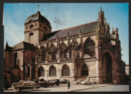 Alençon (Orne), Place Lamagdeleine et l'église Notre-Dame (XVe s), remarquable par son porche gothique à trois pans, carte postale moderne en couleur n°1, Artaud frères, éditeurs, Carquefou-Nantes, (date d'utilisation : 13 août 1984), (15x10,5), acquisition 2020, AMA.