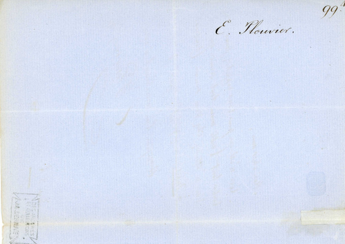 Lettre autographe signée de l'écrivain Edouard Plouvier à l'acteur Adolphe Laferrière (sd).
